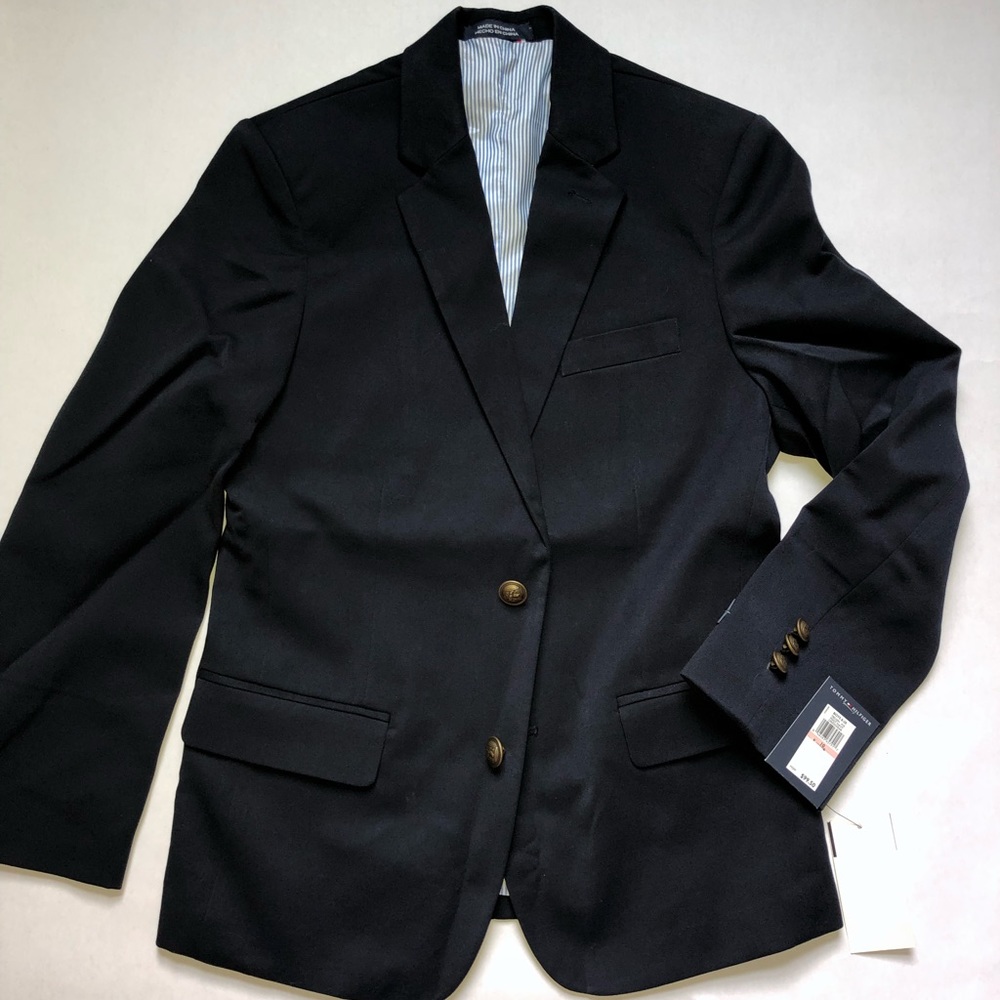 Tommy Hilfiger Boy’s Alexander Blazer Single Breasted with Stripe Lining 10 Navy